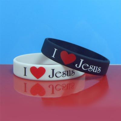 China Religious I Love Jesus Silicone Wristbands Silk Screen Printing Silicone Wristbands for sale