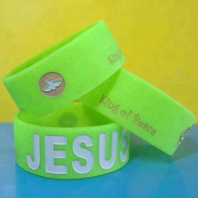 China Promotional Gifts Custom Logo Silicone Wristbands Debossed Color Advertising Casual / Sports Filled 1 Inch Silicone Wristbands for sale