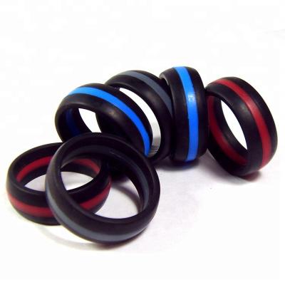 China Casual/Sports Three Layers Stripe Two Colors Silicone Rings Shape Vape Design Silicone Wedding Sports Bands Vape Rings for sale