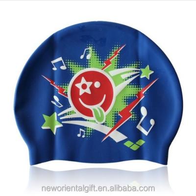 China Custom Silicone Logo Silkscreen Printed Silicone Swimming Hat Outdoor Sports Silicone Swim Cap for sale