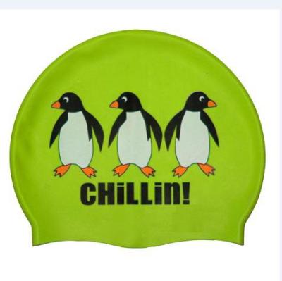 China Newest Stylish Silicone Custom Design Logo Printed Silicone Swim Hat Eco Friendly Silicone Swim Hat for sale