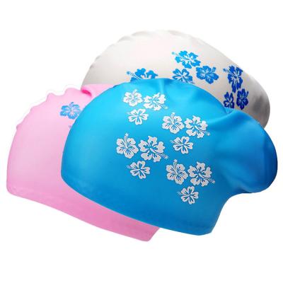 China Sports Woman Waterproof Colorful Fashion Long Hair Silicone Swim Swimming Hats Custom Made for sale