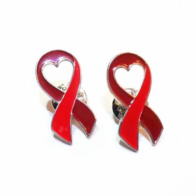 China Antique Imitation Cancer Awareness Metal Lapel Pins Soft Hard Wine Red Ribbon Enamel Metal Badge Pins for sale