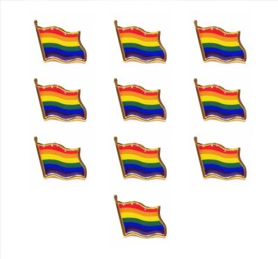 China Antique Imitation Rainbow Flag Printed Epoxy Metal Lapel Pins Gay Pride LGBT Gold Plated Badge Hat Shirt Pins for sale