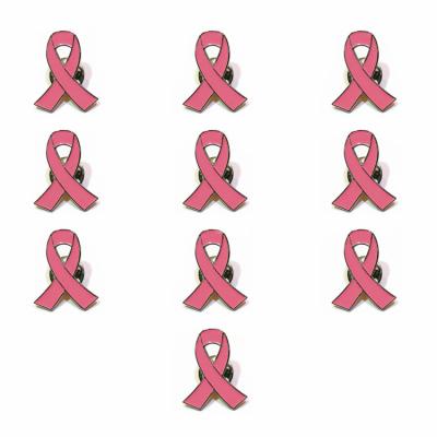 China Antique Imitation Breast Cancer Awareness Metal Lapel Pins Soft Enamel Ribbon Metal Badge Pins for sale