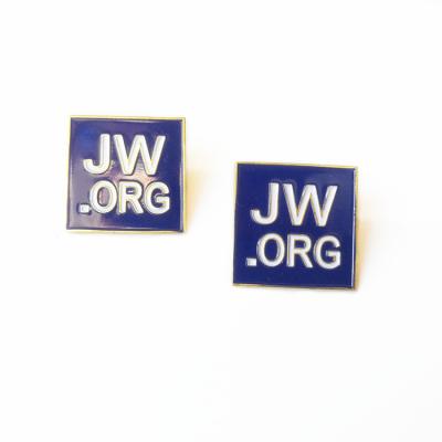 China Antique Imitation Square Shape Soft Enamel JW.org Metal Lapel Pins Gold Plated Butterfly Clutch Badge Pins for sale