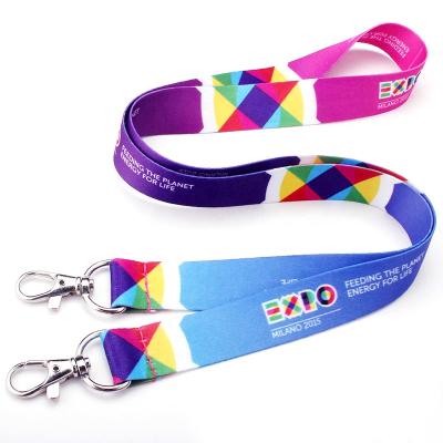 China Promotional Gift Heat Transfer Printed Custom Logo Lanyards Polyester Adjustable Safety Buckle Clasp Lanyards for sale