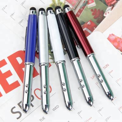 China Pen New Fashion Design Promotional Metal parque 4 in 1 Multiple Functions Stylus LED Metal Touch Screen Ballpoint Pens for sale