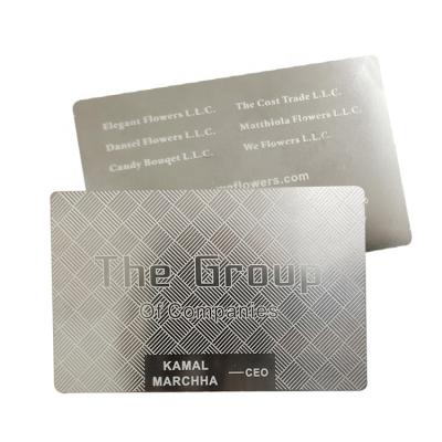 China Stainless Steel Logo Lasered Brushed Finishing Custom Calling Card Metal Names Business ID Cards for sale