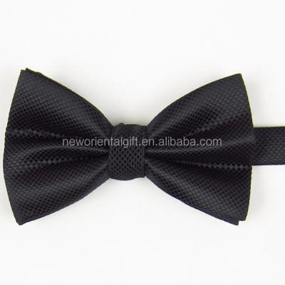 China Business Polyester Classic Black Jacquard Woven Bow Tie for sale