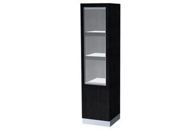 China Timber Veneered MDF Cabinet with LED Lighting and an Entire Swinging Glass Door for sale