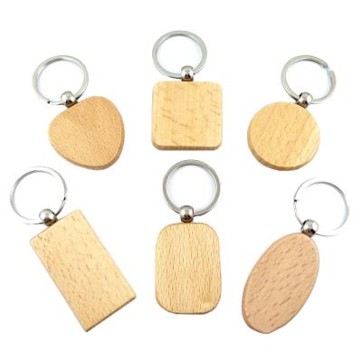 China Eco-friendly Natural Wooden Key Ring Carving Blank Name Custom Chain Holder LOGO for sale