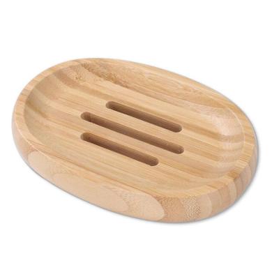 China Eco - Friendly Bathroom Accessories Ceramic Soap Dish With Bamboo Base Bath Soap Holder for sale