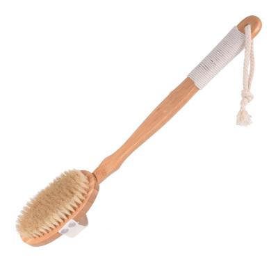 China Long Handle Body Scrubber Cleaner Shower Back Brush With Long Wooden Handle for sale