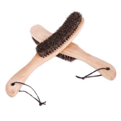 China Sustainable Wooden Fabric Brush For Clothes Hat Horse Hair Brush for sale