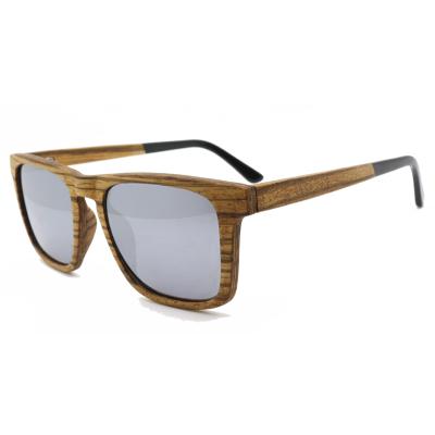 China 2021 Environmentally Friendly Classic Zebra Wood Frame Sunglasses With Acetate Temple for sale