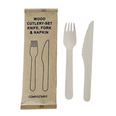 China Wholesale Biodegradable Factory Eco Friendly Disposable Printing Wooden Cutlery Set for sale