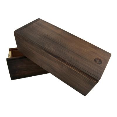 China Biodegradable Black Wooden Double Bottle Double Pack Bottle Wooden Box Luxury Wine Box for sale