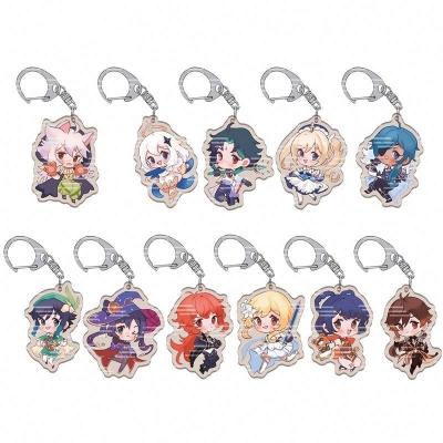 China 2021 Plastic New Design Laser Cut Anime Round Glitter Stick Holographic Anime Charms Color Clear Hologram Custom Acrylic Key Chain for sale