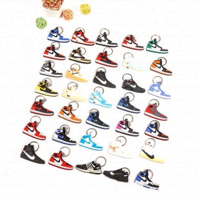 China Free Sample Plastic Mini AJ Keychains Personalized NBA Basketball Shoe Key Chain Customized 2D PVC Rubber Key Chain for sale