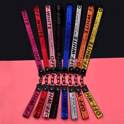 China Custom Nylon Office/Gift/Event Wristband White Short Lanyard Keychain Hook Mobile Phone F for sale