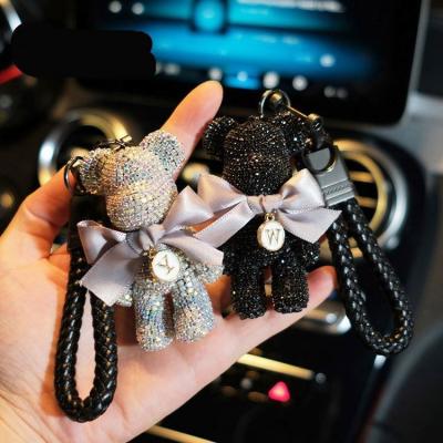 China 2021 new entryway luxury rhinestone bear key chain luxury fashion punk animal key chain for woman car bag pendant key chains couple gift wholesale for sale