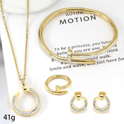 China FASHIONABLE Cuban Chain Jewelry Set Jewelry 4pcs Design Stainless Steel Big Wheat Thick Cool Chain Punk Stainless Steel Necklace Set Joyeria for sale