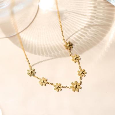 China Fashion Trendy Titanium Steel Daisy Steel Multiple Necklace Simple And Fresh Drop Earrings Chain Clavicle Style Soft Jewelry for sale