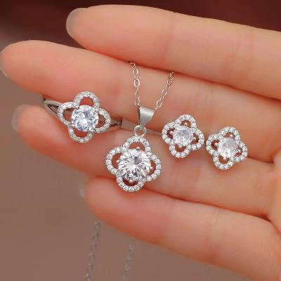 China FASHIONABLE Hot Selling Explosive Copper Colored Gemstone Women Necklace Earrings And Jewelry Set for sale