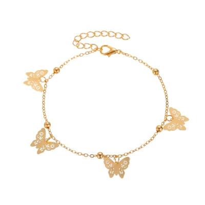 China TRENDY Women's Beach Fashion Simple Gold Plated Chain Butterfly Anklet Dangle Anklet Bracelet for sale