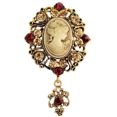 China Brooch Pin Vintage Beauty Lady Head Crystal Brooch Clothes ALLOY Fashion Jewelry Accessories for sale