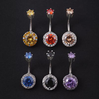 China FASHIONABLE No Allergic Crystal Double Flower Belly Piercing European Ombligo Navel Piercing Navel Navel Rings Body Jewelry for sale