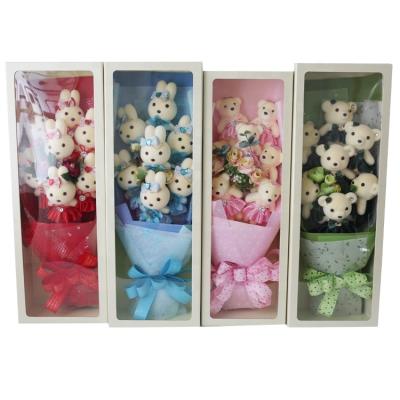 China Lovely Promotion Valentine's Day Gift Stuffed Cute Soft Cartoon Teddy Bear Toy Plush Flower Bouquet Boxes Decoration for sale