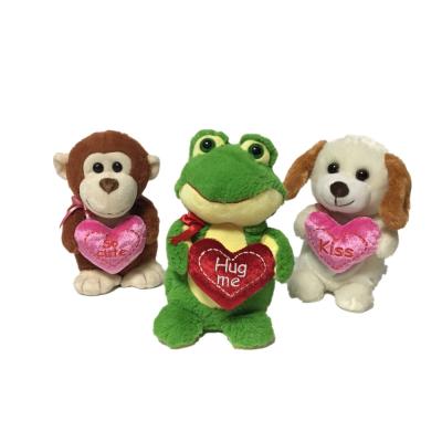 China Eco-friendly Material Pup Valentines Day Standing Soft Plush Animal Toy for sale