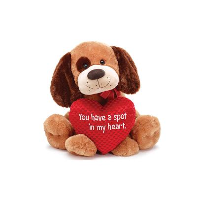 China Sitting Soft Dog Valentine Stuffed Puppy Gift Plush Toy With Heart for sale