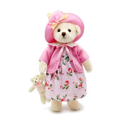 China Gift Dressing Floral Teddy Bear Stuffed Classic With Soft Joey Plush Toy for sale