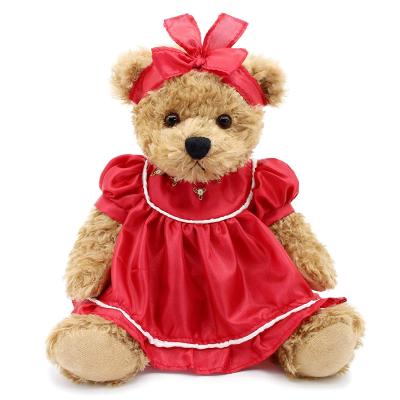 China Gift Wedding Dress Rose Color With Ribbon Plush Soft Plush Gift CE Soft Teddy Bear for sale