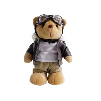 China Gift Pilot Teddy Bear With Eye Glass Suit Quality CE Army Air Force Custom Stuffed Plush Toy for sale