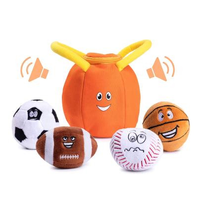 China Baby Ball Shape Plush Toy Attractive Soft Stuffed Custom Pop and Squeaker Gift Toys for sale