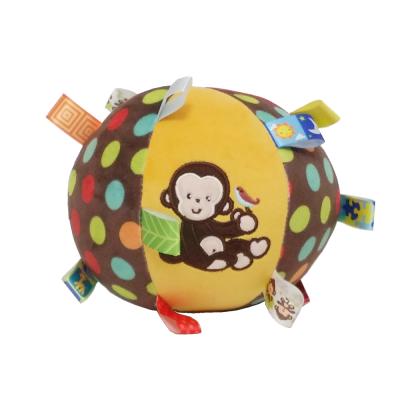 China Gift Ball Shape Baby Stuffed Rattle With Satin Tag Plush Custom CE Soft Toys for sale