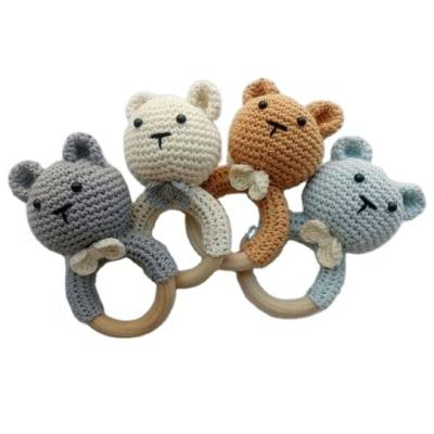 China Lovely 2021 Lovely Hot Sale Wooden Baby Rattle Crochet Rattle Baby Toys for sale