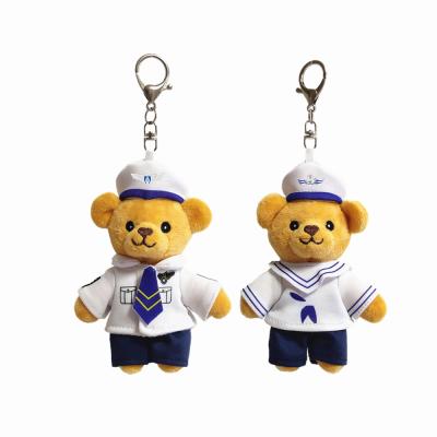 China Decoration Plush Navy Teddy Bear Soft Stuffed Animal Toy 11cm Head Chain Low Moq for sale