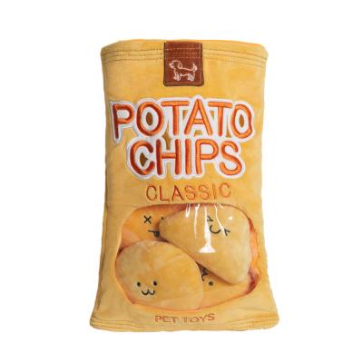 China Viable Patented Potato Chip Pet Toy from Chip Snack Bag Plush Toy Product Potato for sale