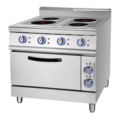 China Commercial Kitchen 4 Plate Electric Cooking Range with Oven 380V 800x900x950mm for sale