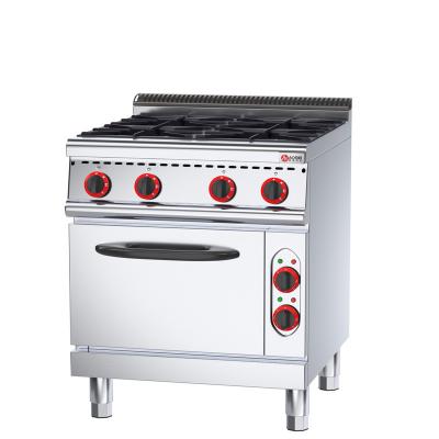 China Electric Oven Commercial Gas Range 4 Burners for Restaurant Kitchen 143KG Capacity for sale