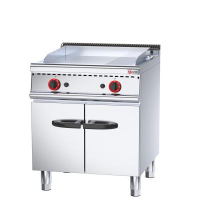 China Restaurant BBQ Grill 700*700* 850 70 mm Free Standing Gas Griddle with Cabinet for sale