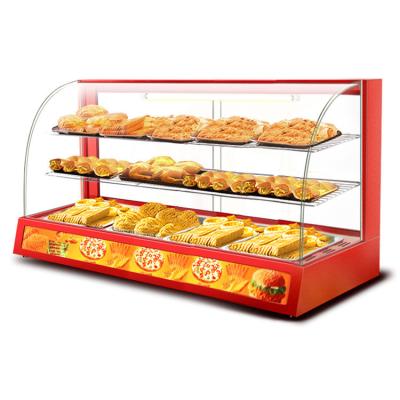 China Professional Electric Red Glass Food Warmer Display Showcase with Toughened Glass for sale