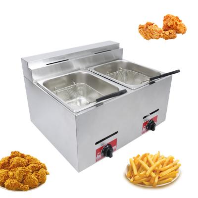 China 6L 6L Double-tank Gas Fryer for Making Frying Food on Table Top in Commercial Kitchen for sale