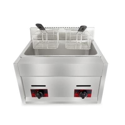 China 6L 6L Commercial Stainless Steel Gas Deep Fryer with 2 Basket Fried Chicken Machine for sale