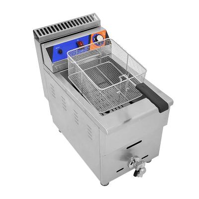 China Food Beverage Shops Stainless Steel Gas Deep Fryer with Oil Valve and Long Service Life for sale